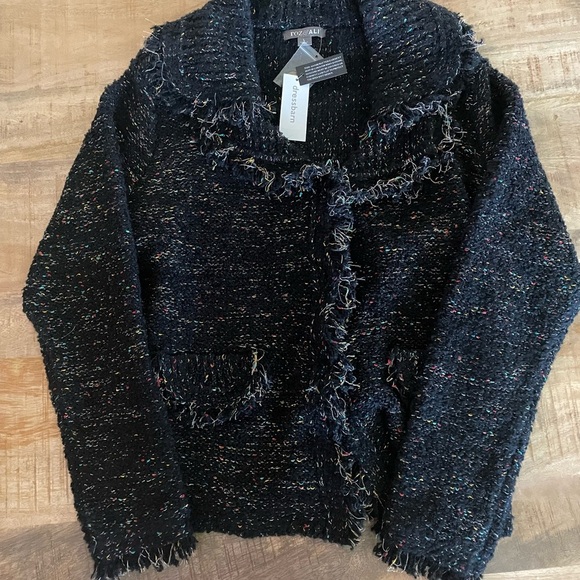 Dress Barn-Roz & Ali Tweed Blazer Jacket Size L Black-Multi Color Office Work - Picture 4 of 12